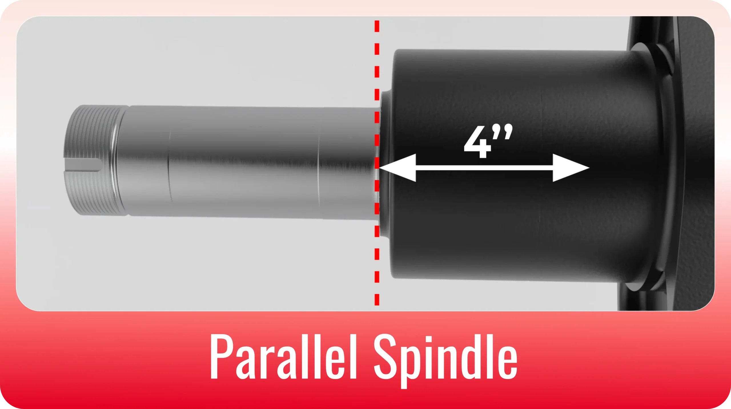 Parallel trailer spindle cut at 4in
