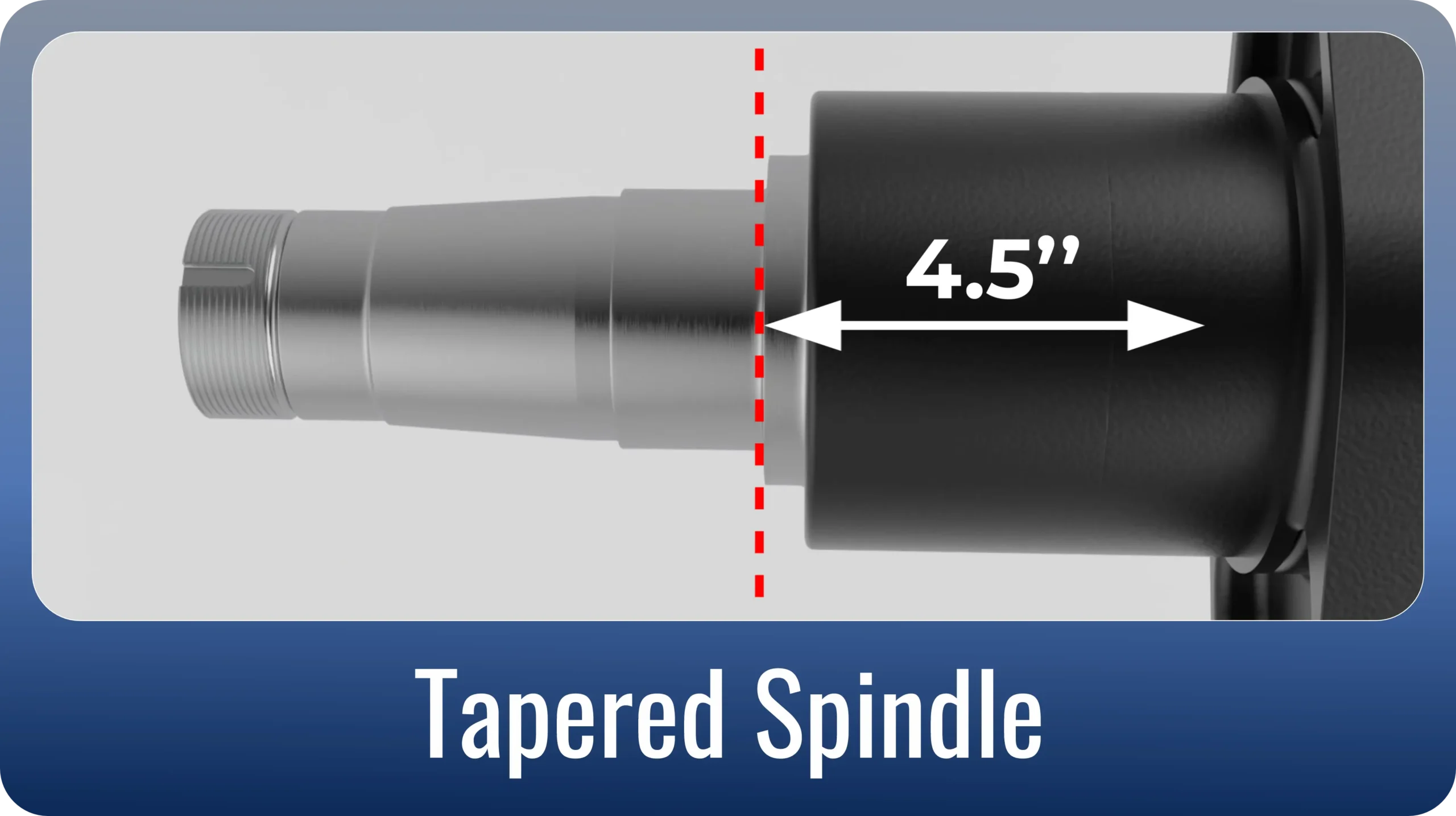 Tapered trailer spindle cut at 4.5in