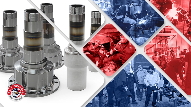 A collage of axle spindles